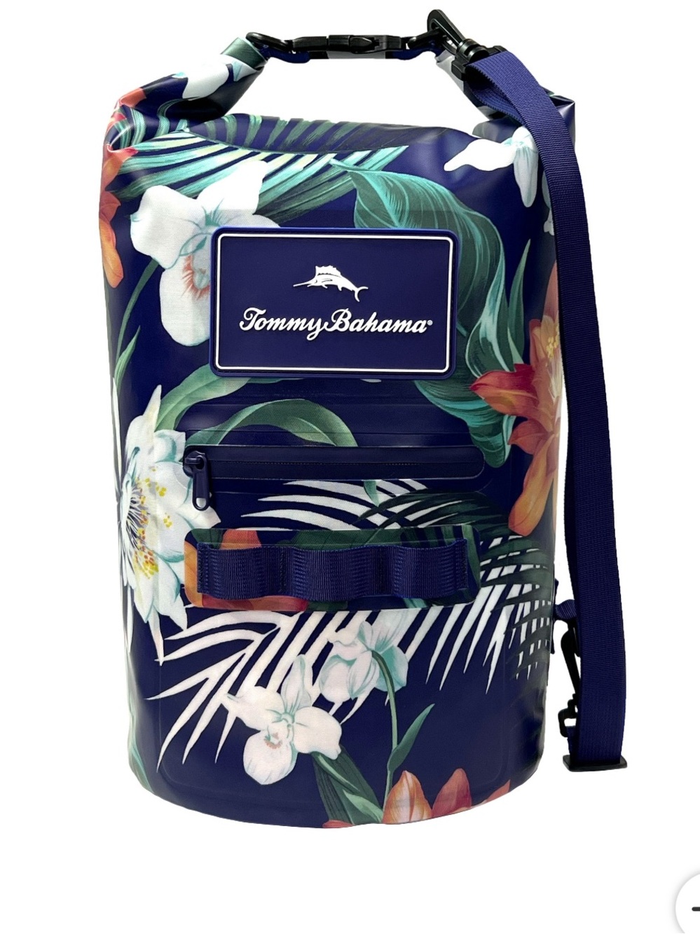Tommy Bahama Navy Floral Roll-Top Dry Bag with Adjustable Strap